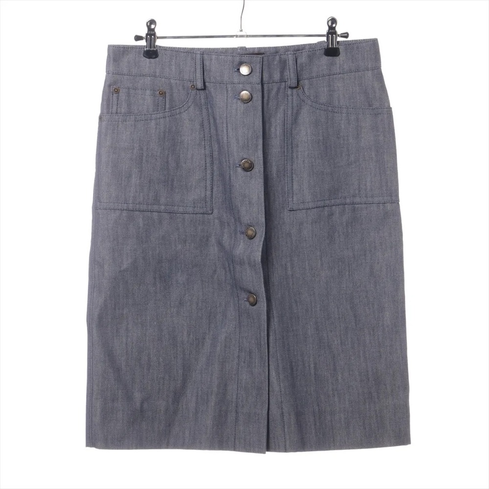 Louis Vuitton Blue Cotton Denim Skirt Size 38 – Made in France